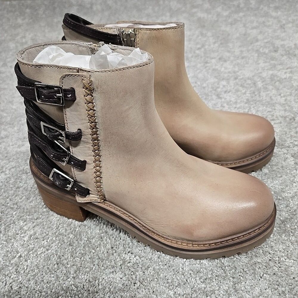 Vintage Foundry Co. PERRI‎ Leather Ankle Boots Beige Women’s Size 6